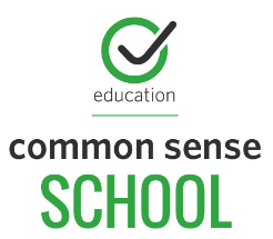 green circle with a black checkmark and text that says Common Sense School 